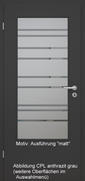 Tür mit Glasmotiv Sand 89 auf grauem Glas