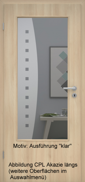 Tür mit Glasmotiv Sand 9 auf grauem Glas