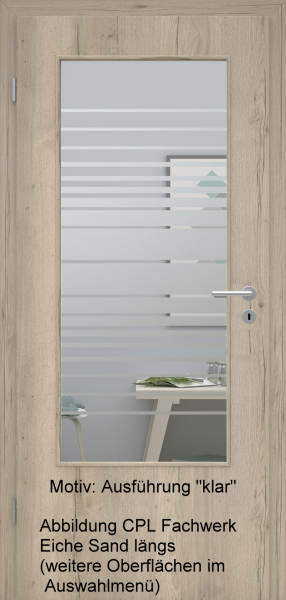 Tür mit Glasmotiv Sand 17 auf weißem Glas