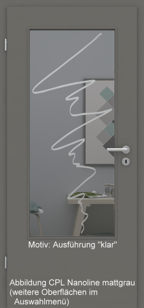 Tür mit Glasmotiv Sand 36 auf grauem Glas