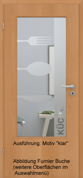 Tür Eckkante mit Glasmotiv Sand 52 auf weißem Glas