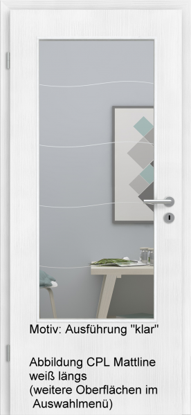 Tür mit Glasmotiv Sand 87 auf weißem Glas