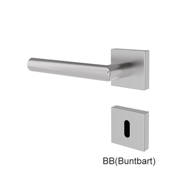 Türgriff BALTRUM Edelstahl mit eckigen Rosetten