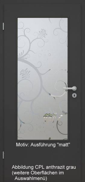 Tür mit Glasmotiv Sand 38 auf weißem Glas