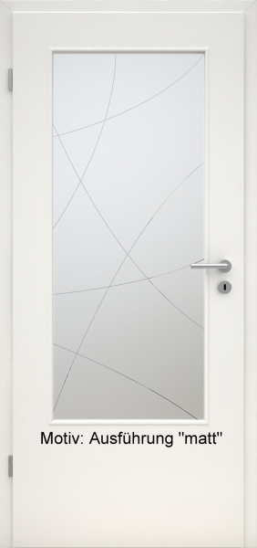 Tür mit Glasmotiv Sand 90 auf weißem Glas
