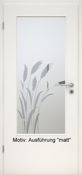 Tür mit Glasmotiv Sand 92 auf weißem Glas