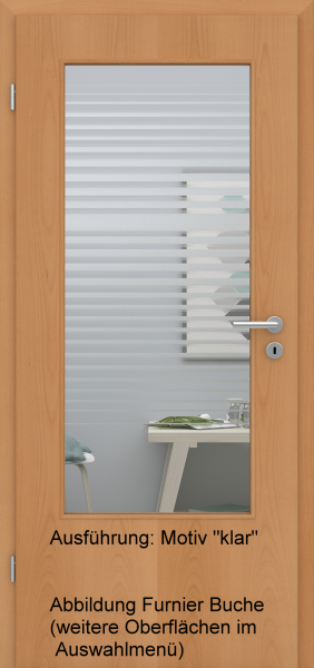 Tür Eckkante mit Glasmotiv Sand 80 auf weißem Glas