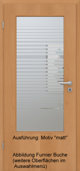 Tür Eckkante mit Glasmotiv Sand 80 auf weißem Glas