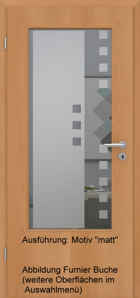 Tür Eckkante mit Glasmotiv Sand 8 auf grauem Glas