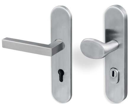 Schutzbeschlag SAMOS Edelstahl / Langschild gerundet + Kernziehschutz