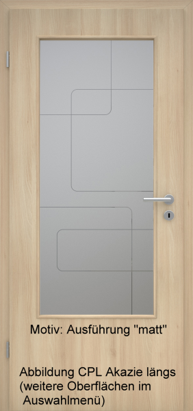 Tür mit Glasmotiv Sand 91 auf grauem Glas