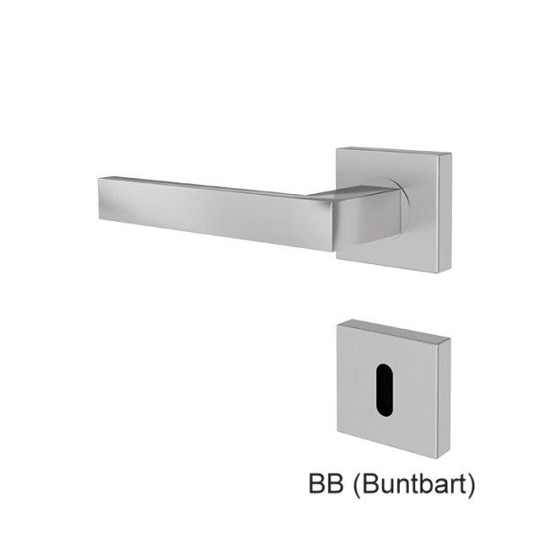 Türgriff RHODOS Edelstahl mit eckigen Rosetten