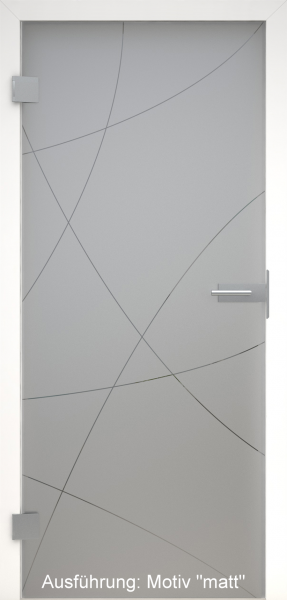 Ganzglastür grau mit Glasmotiv SAND 90