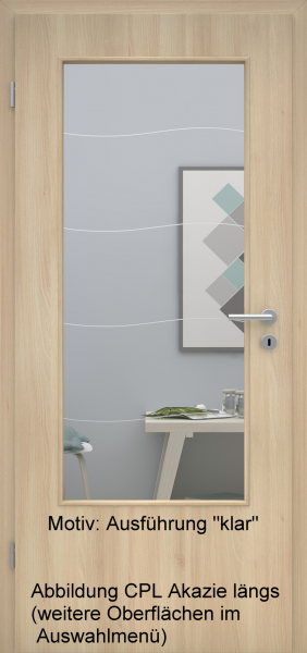 Tür mit Glasmotiv Sand 87 auf weißem Glas