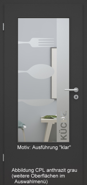 Tür mit Glasmotiv Sand 52 auf weißem Glas