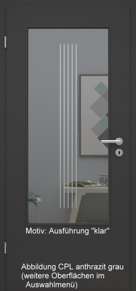 Tür mit Glasmotiv Sand 3 auf grauem Glas