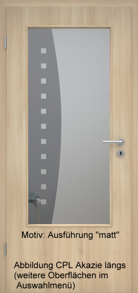 Tür mit Glasmotiv Sand 9 auf grauem Glas