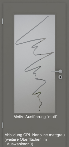 Tür mit Glasmotiv Sand 36 auf grauem Glas