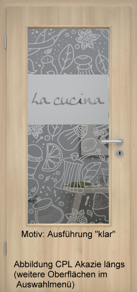 Tür mit Glasmotiv Sand 53 auf grauem Glas