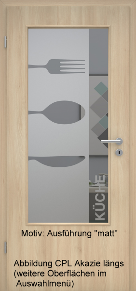 Tür mit Glasmotiv Sand 52 auf grauem Glas