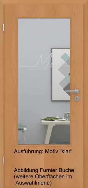 Tür Eckkante mit Glasmotiv Sand 83 auf weißem Glas