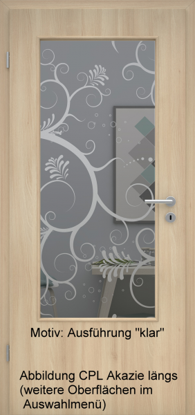 Tür mit Glasmotiv Sand 38 auf grauem Glas