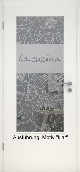 Tür mit Glasmotiv Sand 53 auf grauem Glas