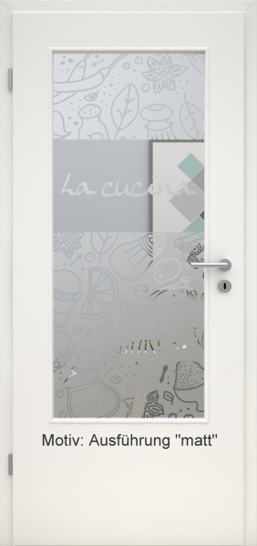Tür mit Glasmotiv Sand 53 auf weißem Glas