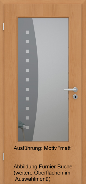 Tür Eckkante und Glasmotiv Sand 9 auf grauem Glas