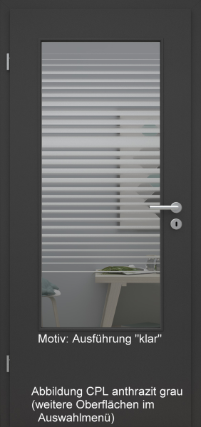 Tür mit Glasmotiv Sand 80 auf grauem Glas