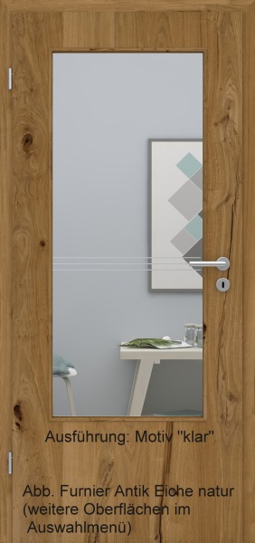 Tür Furnier ANTIK mit Glasmotiv Sand 81 auf weißem Glas