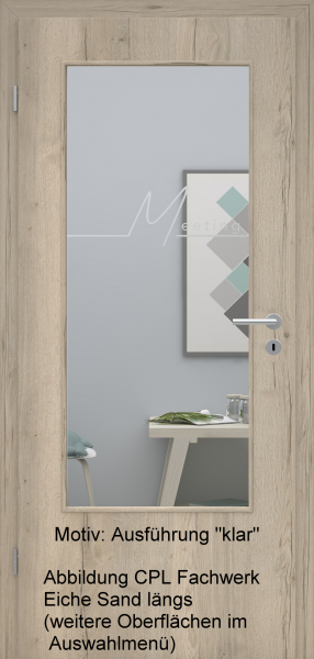 Tür mit Glasmotiv Sand 83 auf weißem Glas