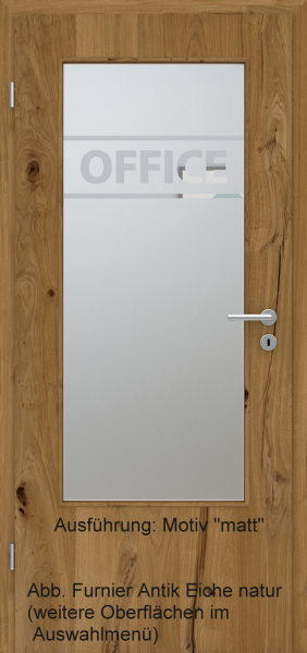 Tür Furnier ANTIK mit Glasmotiv Sand 84 auf weißem Glas