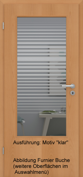 Tür Eckkante mit Glasmotiv Sand 80 auf grauem Glas