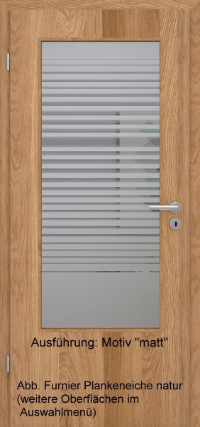 Tür Furnier PLANKENEICHE mit Glasmotiv Sand 80 auf grauem Glas