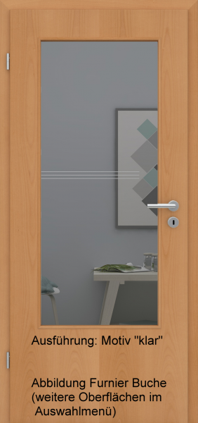 Tür Eckkante mit Glasmotiv Sand 81 auf grauem Glas