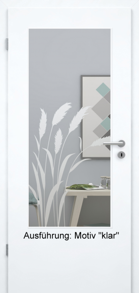 Tür mit Glasmotiv Sand 92 auf weißem Glas