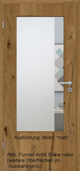 Tür Furnier ANTIK mit Glasmotiv Sand 95 auf weißem Glas