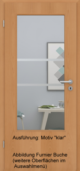 Tür Eckkante mit Glasmotiv Sand 41 auf weißem Glas