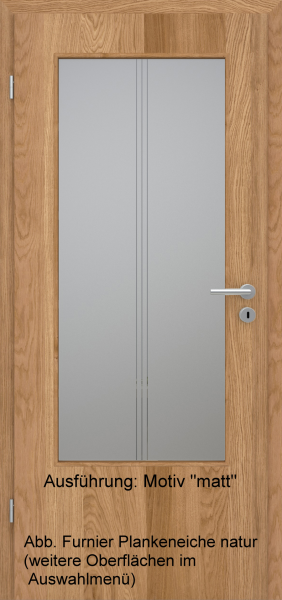 Tür Furnier PLANKENEICHE mit Glasmotiv Sand 82 auf grauem Glas