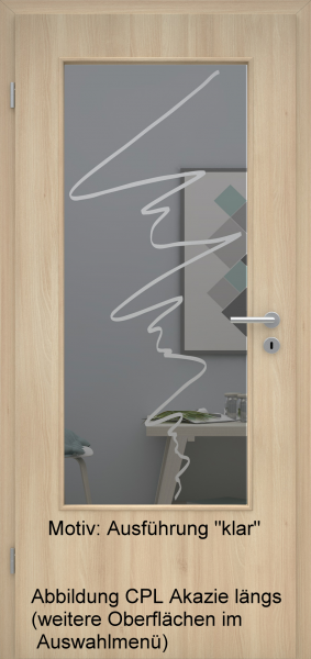 Tür mit Glasmotiv Sand 36 auf grauem Glas