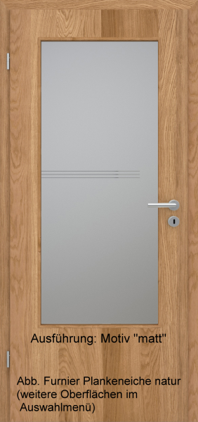 Tür Furnier PLANKENEICHE mit Glasmotiv Sand 81 auf grauem Glas