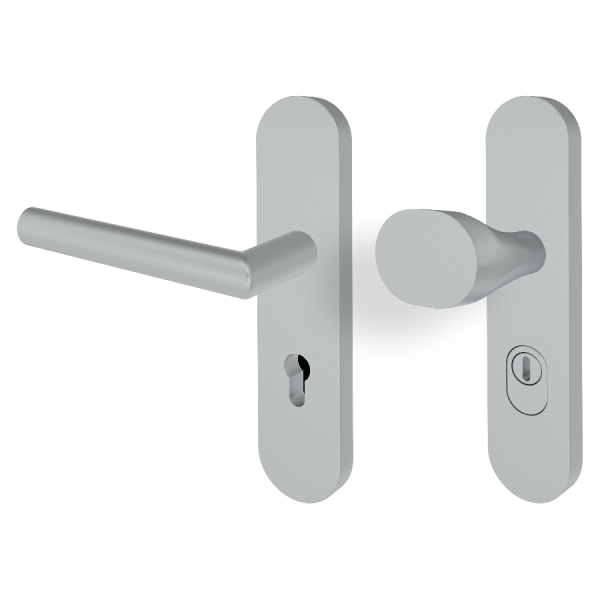 Schutzbeschlag BALTRUM Edelstahl / Langschild gerundet + Kernziehschutz