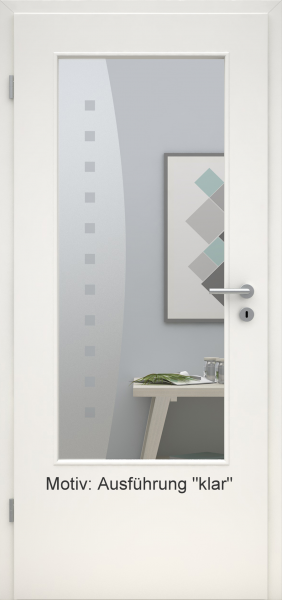 Tür mit Glasmotiv Sand 9 auf weißem Glas