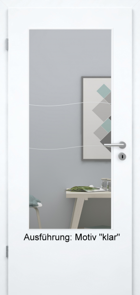 Tür mit Glasmotiv Sand 90 auf weißem Glas