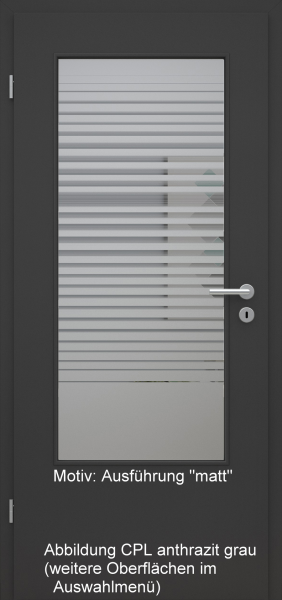 Tür mit Glasmotiv Sand 80 auf grauem Glas