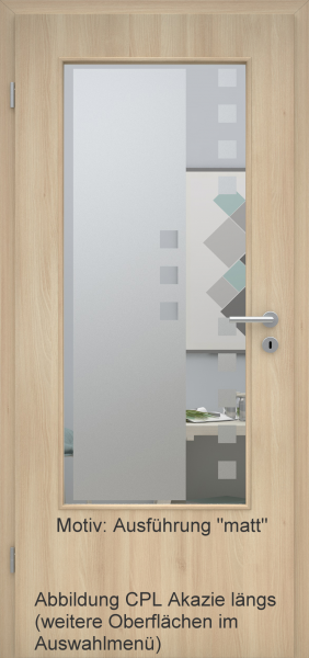 Tür mit Glasmotiv Sand 8 auf weißem Glas