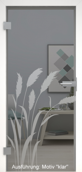 Ganzglastür grau mit Glasmotiv SAND 92