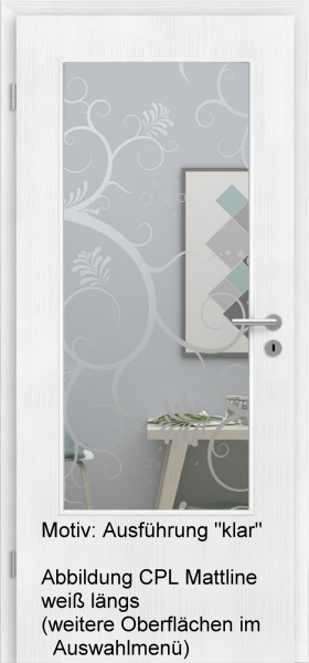 Tür mit Glasmotiv Sand 38 auf weißem Glas