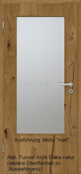 Tür Furnier ANTIK mit Glasmotiv Sand 81 auf weißem Glas